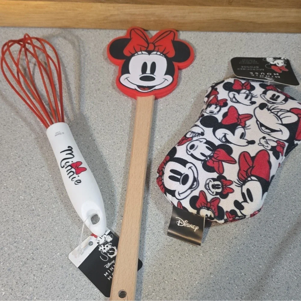 Disney Minnie Mouse 12pc Kitchen Tool Set: Meal Prep, Spoons, Timer, Whisk Liner